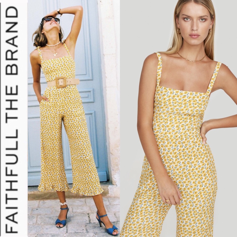 Faithfull the Brand Yellow Floral Jumpsuit